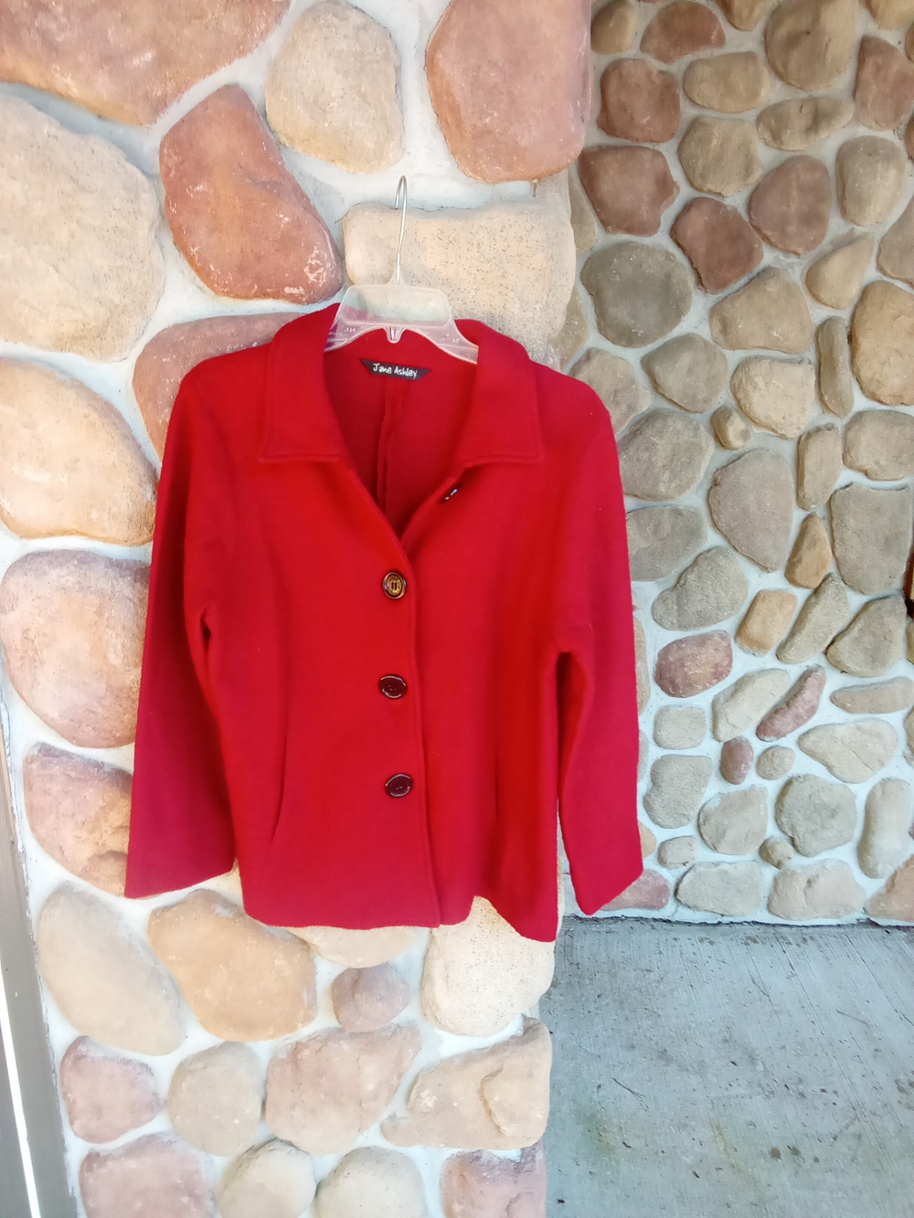 Jane Ashley Red Pea Coat with Button Front